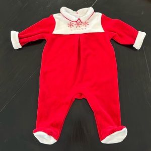 Janie and Jack velour footed body suit